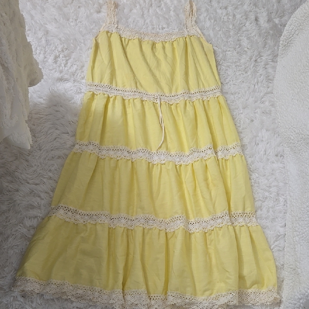 Yellow Lace Trim Dress